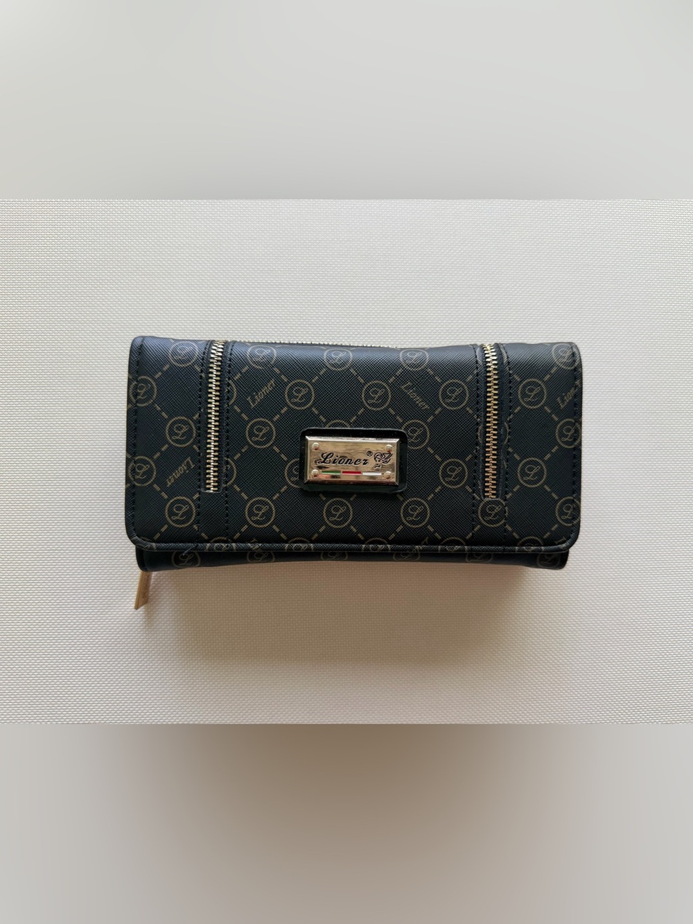 Lioner Black Women's Wallet with Gold Accents
